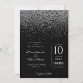 Chic Silver Glitzer Overlay Foto Wedding Einladung (Rückseite)