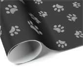 Chic Silver Glitzer Paw Print Pattern Geschenkpapier (Rolleneckpunkt)
