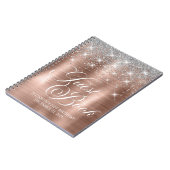 Chic Silver Glitzer Rose Gold 21st Bday Gästebuch Notizblock (Linke Seite)