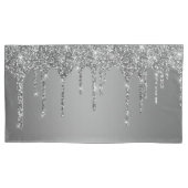 Chic Silver Glitzer Sparkle Tropfen Kissenbezug (Vorderseite-Links)