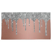 Chic Silver Glitzer Sparkle Tropfen Rose Gold Kissenbezug (Vorderseite-Rechts)