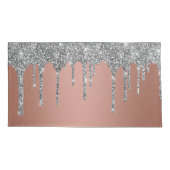 Chic Silver Glitzer Sparkle Tropfen Rose Gold Kissenbezug (Rückseite-Links)