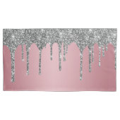 Chic Silver Glitzer Sparkle Tropfen Rose Gold Pink Kissenbezug (Vorderseite-Links)