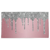 Chic Silver Glitzer Sparkle Tropfen Rose Gold Pink Kissenbezug (Vorderseite-Rechts)