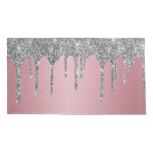 Chic Silver Glitzer Sparkle Tropfen Rose Gold Pink Kissenbezug (Rückseite-Links)