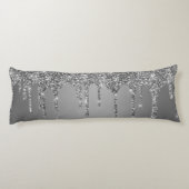 Chic Silver Glitzer Sparkle Tropfen Seitenschläferkissen (Rückseite)