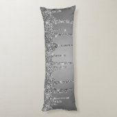 Chic Silver Glitzer Sparkle Tropfen Seitenschläferkissen (Rückseite (Vertikal))