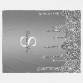 Chic Silver Glitzer Sparkle Tropfens Monogram Name Fleecedecke (Vorderseite (Horizontal))