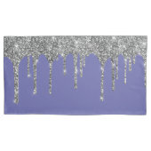 Chic Silver Glitzer Sparkle Tropfens Periwinkle Kissenbezug (Vorderseite-Links)