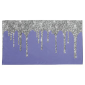 Chic Silver Glitzer Sparkle Tropfens Periwinkle Kissenbezug (Vorderseite-Rechts)