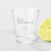 Chic Silver Glitzer Tiara Sweet 16 Schnapsglas (Rückseite)