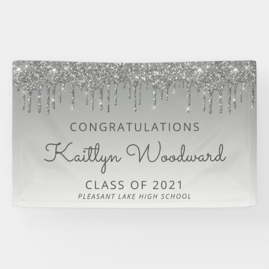 Chic Silver Glitzer Tropfen Abschluss Banner (Horizontal)