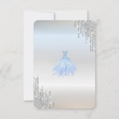 Chic Silver Glitzer Tropfen Blue Dress Sweet 16 UA Einladung (Rückseite)