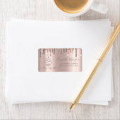 Chic Silver Glitzer Tropfen Cupcake Rose Gold Adressaufkleber (Insitu)