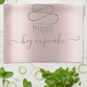 Chic Silver Glitzer Tropfen Cupcake Rose Gold Geschirrtuch (Gefaltet)