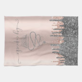 Chic Silver Glitzer Tropfen Cupcake Rose Gold Geschirrtuch (Horizontal)