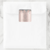 Chic Silver Glitzer Tropfen Cupcake Rose Gold Quadratischer Aufkleber (Tasche)