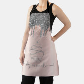Chic Silver Glitzer Tropfen Cupcake Rose Gold Schürze (InSitu)