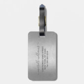 Chic Silver Glitzer Tropfen Glitzern Monogramm Nam Gepäckanhänger (Rückseite vertikal)