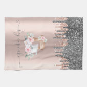 Chic Silver Glitzer Tropfen Mixer Blume Rose Gold Geschirrtuch (Horizontal)