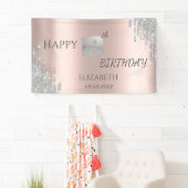 Chic Silver Glitzer Tropfen Rose Gold 18. Geburtst Banner (Insitu)