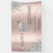 Chic Silver Glitzer Tropfen Rose Gold 18. Geburtst Banner (Vertikal)