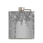 Chic Silver Glitzer Tropfen Sparkle Monogram 6 oz Flachmann (Rückseite)