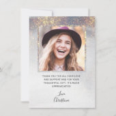 Chic Silver Gold Glitzern 2 Foto Abschluss Dankeskarte (Rückseite)