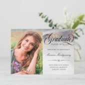 Chic Silver Gold Glitzern Foto Abschluss Ankündigung (Stehend Vorderseite)