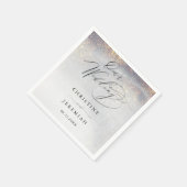 Chic Silver Gold Sparkle Watercolor Luxus Hochzeit Serviette (Ecke)