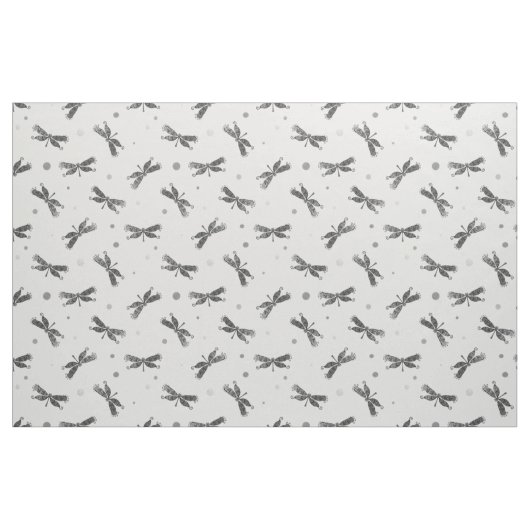 Chic Silver Grau and White Dragonfly Stoff (Fat Quarter (45,7 x 55,9 cm))