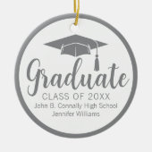 Chic Silver Gray Abschluss Foto 2025 Weihnachten Keramik Ornament (Vorne)