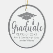 Chic Silver Gray Abschluss Foto 2025 Weihnachten Keramik Ornament (Links)