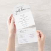 Chic Silver Gray Calligraphy Lässig Wedding All In One Einladung (Abreißen)