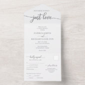 Chic Silver Gray Calligraphy Lässig Wedding All In One Einladung (Innen Boden)
