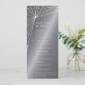 Chic Silver-Gray Diamond Spider Web Flat 4 Course Menükarte (Stehend Vorderseite)