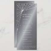 Chic Silver-Gray Diamond Spider Web Flat 4 Course Menükarte (Vorne/Hinten)