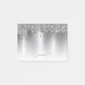 Chic Silver Gray Driving Glitzer Monogram Name Post-it Klebezettel (Vorderseite)