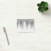 Chic Silver Gray Driving Glitzer Monogram Name Post-it Klebezettel (Büro)