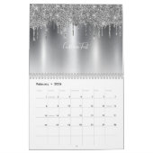 Chic Silver Gray Glitzer Ombre Monogram Kalender (Feb 2026)