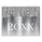 Chic Silver Gray Glitzer Ombre Monogram Kalender (Titelbild)