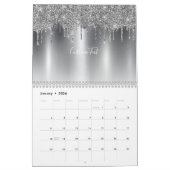 Chic Silver Gray Glitzer Ombre Monogram Kalender (Jan 2026)