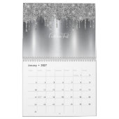 Chic Silver Gray Glitzer Ombre Monogram Kalender (Jan 2027)