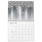 Chic Silver Gray Glitzer Ombre Monogram Kalender (Feb 2027)
