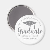 Chic Silver Gray Graduate Custom 2025 Abschluss Magnet (Vorderseite/Rückseite)