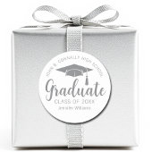 Chic Silver Gray Graduate Custom 2025 Abschluss Runder Aufkleber