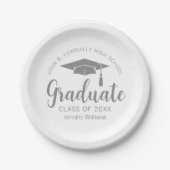 Chic Silver Gray Graduate Custom Graduate Party Pappteller (Vorderseite)