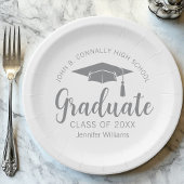 Chic Silver Gray Graduate Custom Graduate Party Pappteller