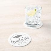 Chic Silver Gray Graduate Custom Graduate Party Runder Pappuntersetzer (Vor Ort)