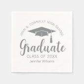 Chic Silver Gray Graduate Custom Graduate Party Serviette (Vorderseite)